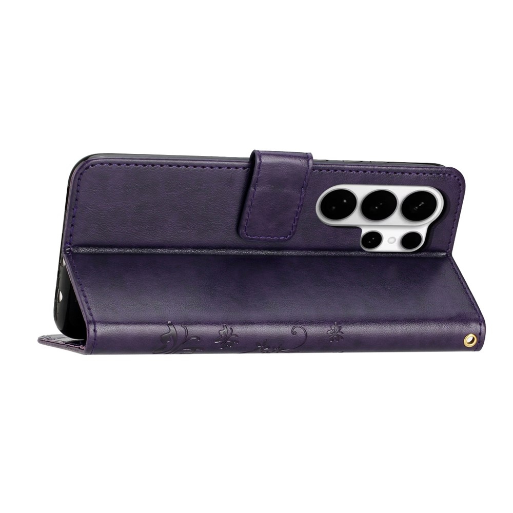 Virágok könyv tok Samsung Galaxy S26 Ultra - sötét lila