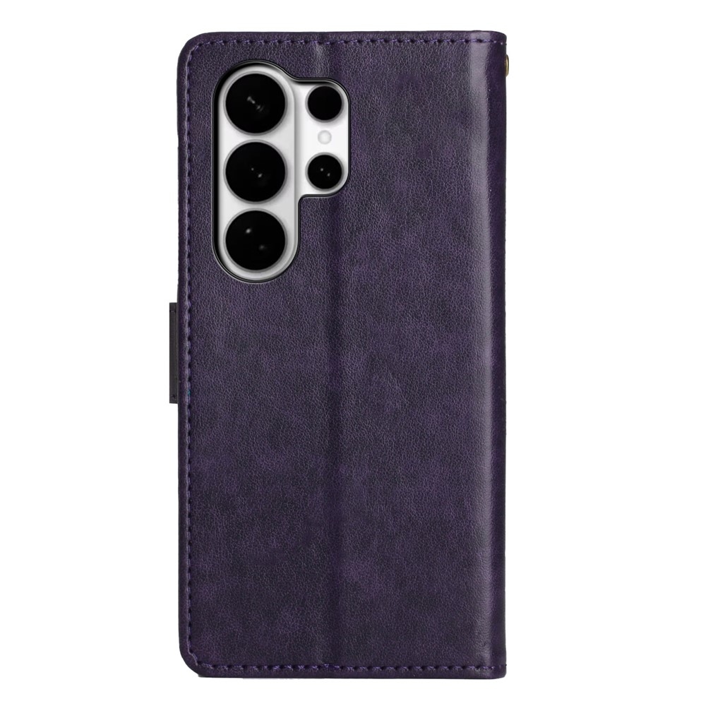 Virágok könyv tok Samsung Galaxy S26 Ultra - sötét lila