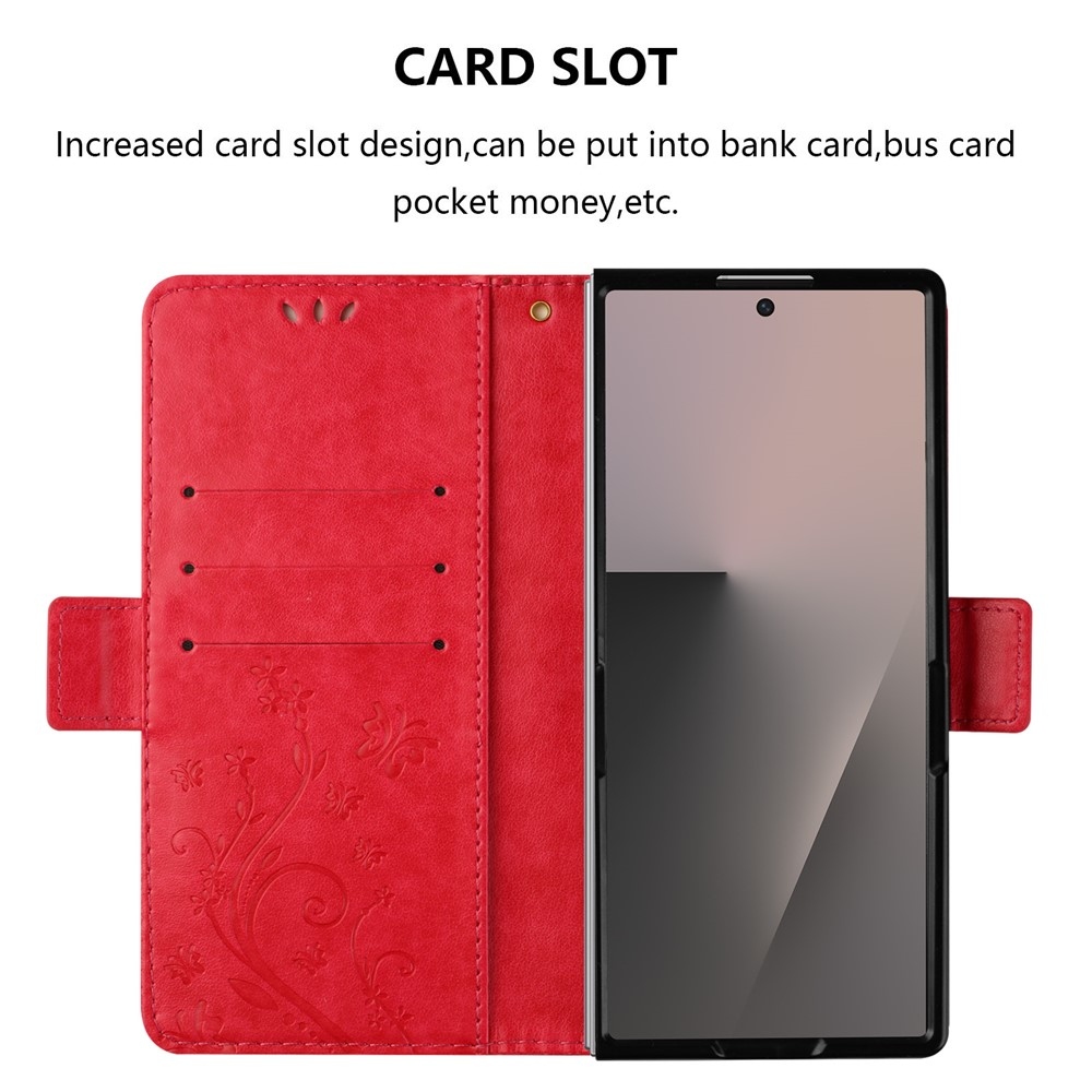 Flowers könyvformájú tok a Samsung Galaxy Z Fold8 Ultra 5G-hez – piros