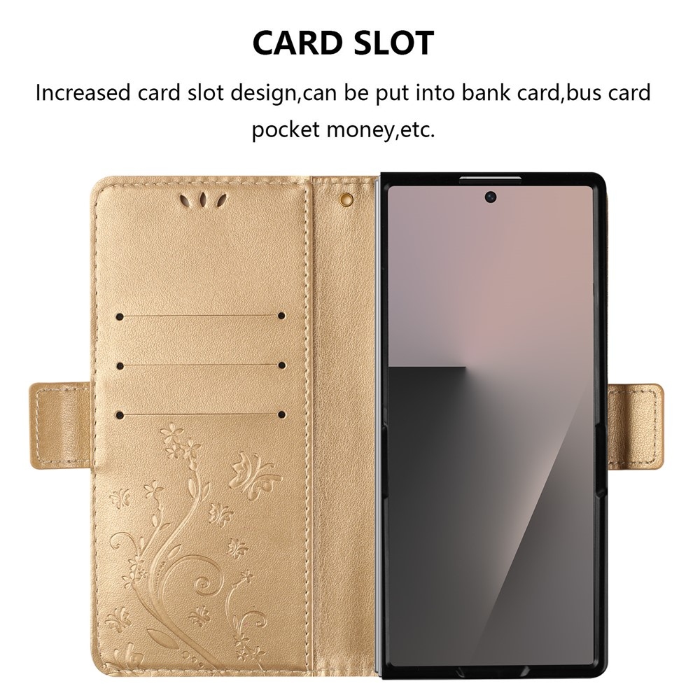 Flowers könyvformájú tok a Samsung Galaxy Z Fold8 Ultra 5G-hez – arany