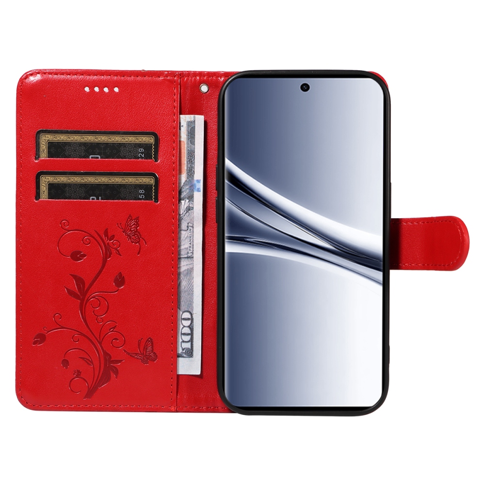 Virágok könyv tok Xiaomi Poco M8 5G/Redmi Note 15 5G/Note 15 4G - piros