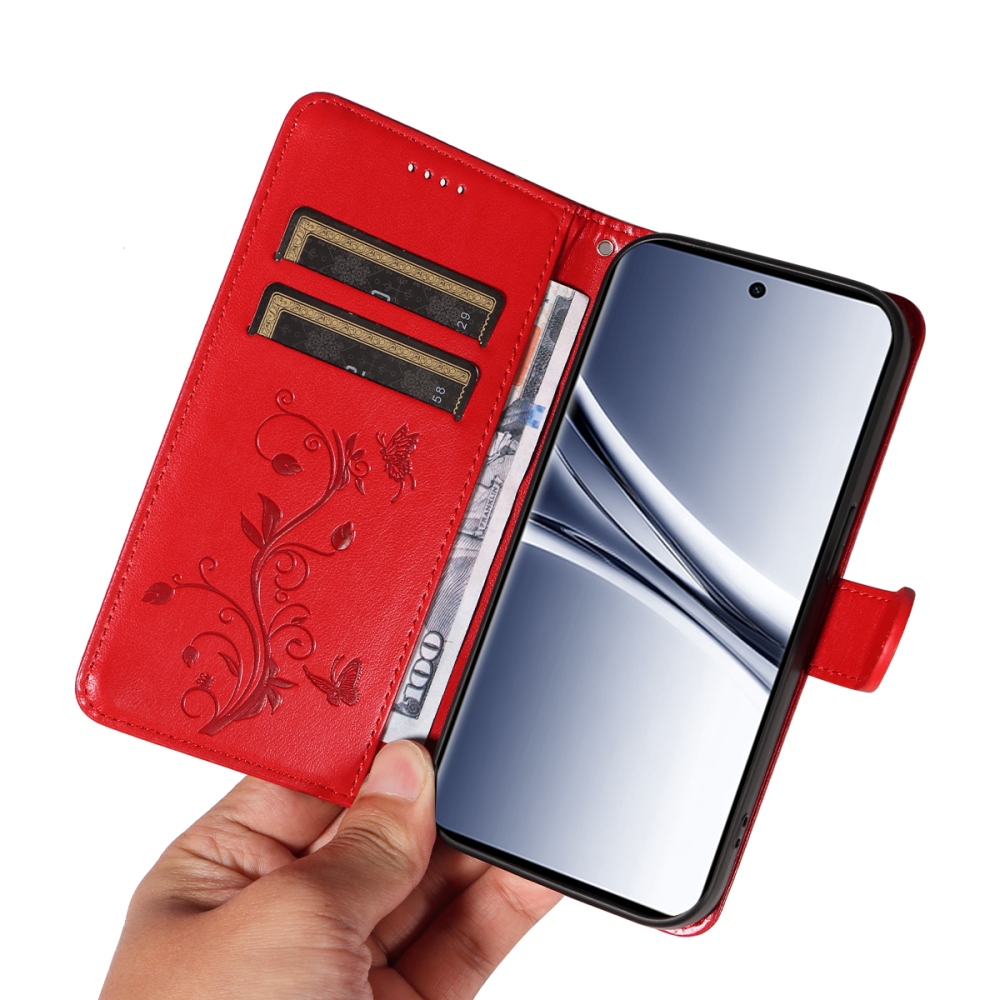 Virágok könyv tok Xiaomi Poco M8 5G/Redmi Note 15 5G/Note 15 4G - piros