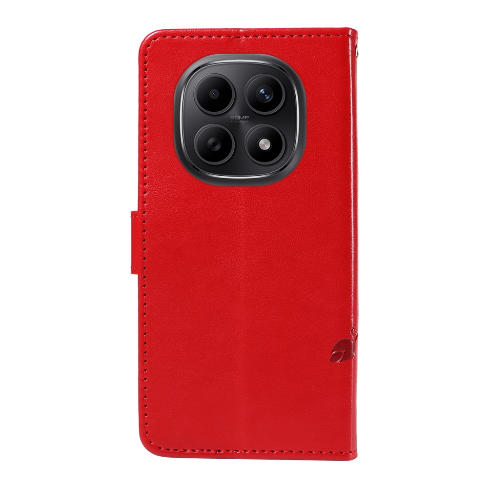 Virágok könyv tok Xiaomi Poco M8 5G/Redmi Note 15 5G/Note 15 4G - piros