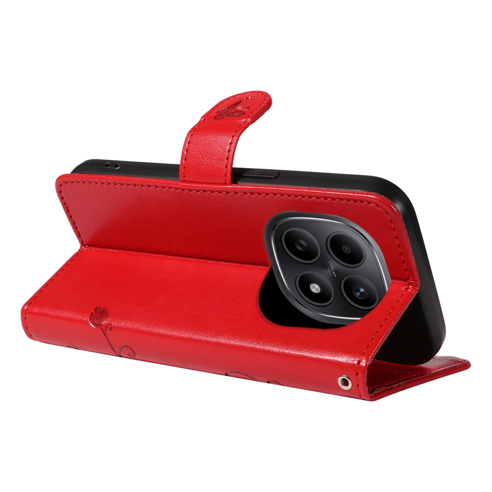 Virágok könyv tok Xiaomi Poco M8 5G/Redmi Note 15 5G/Note 15 4G - piros