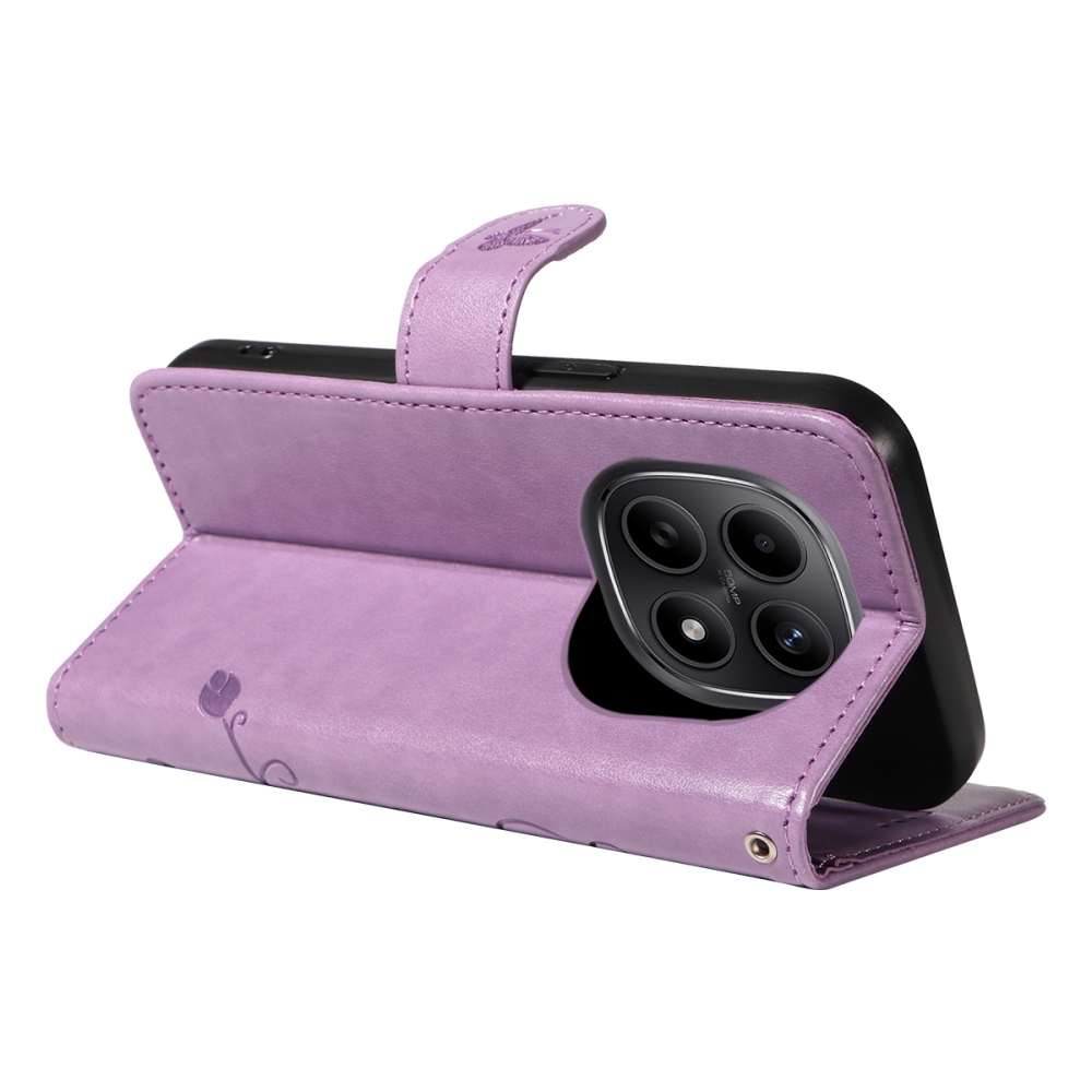 Virágok könyv tok Xiaomi Poco M8 5G/Redmi Note 15 5G/Note 15 4G - lila