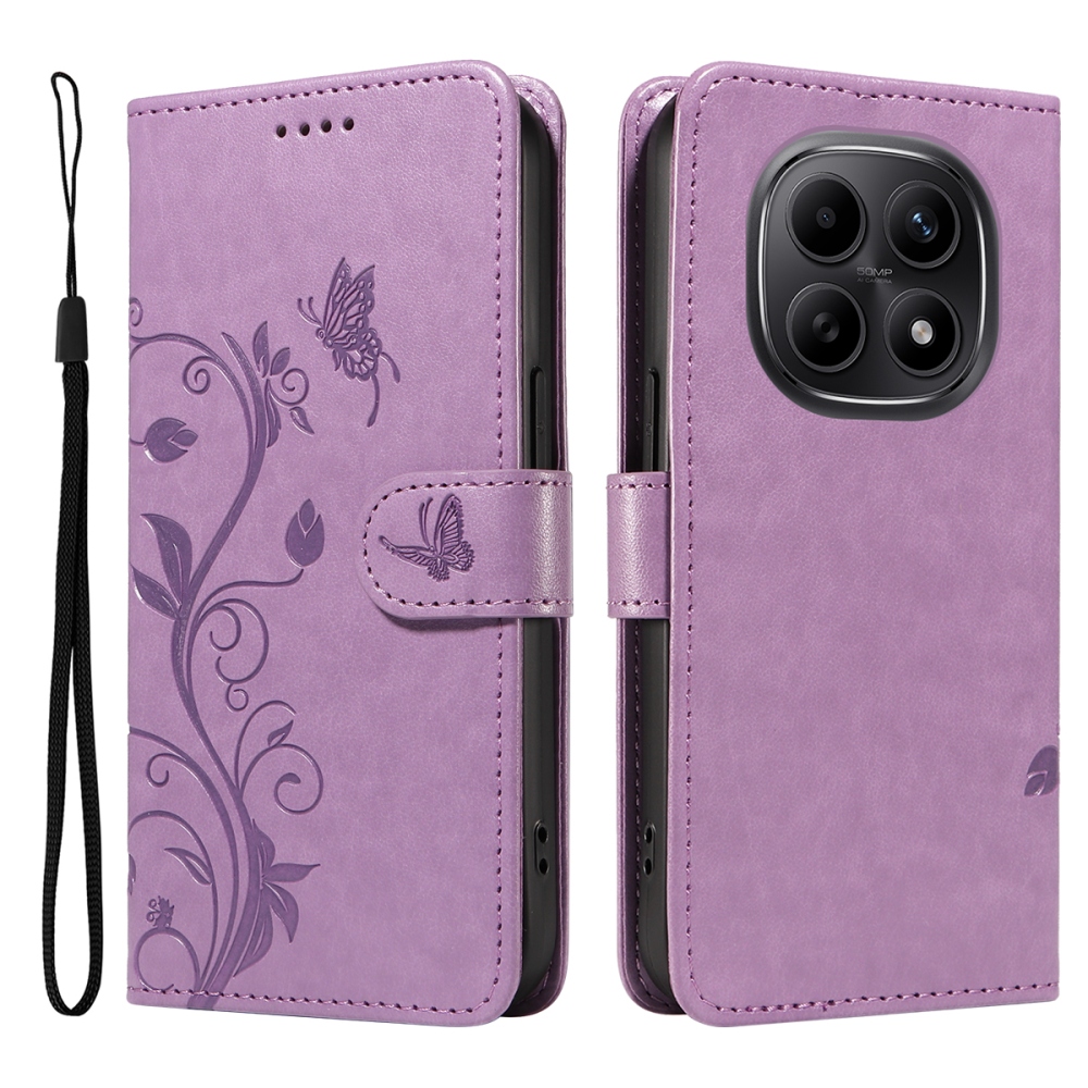 Virágok könyv tok Xiaomi Poco M8 5G/Redmi Note 15 5G/Note 15 4G - lila