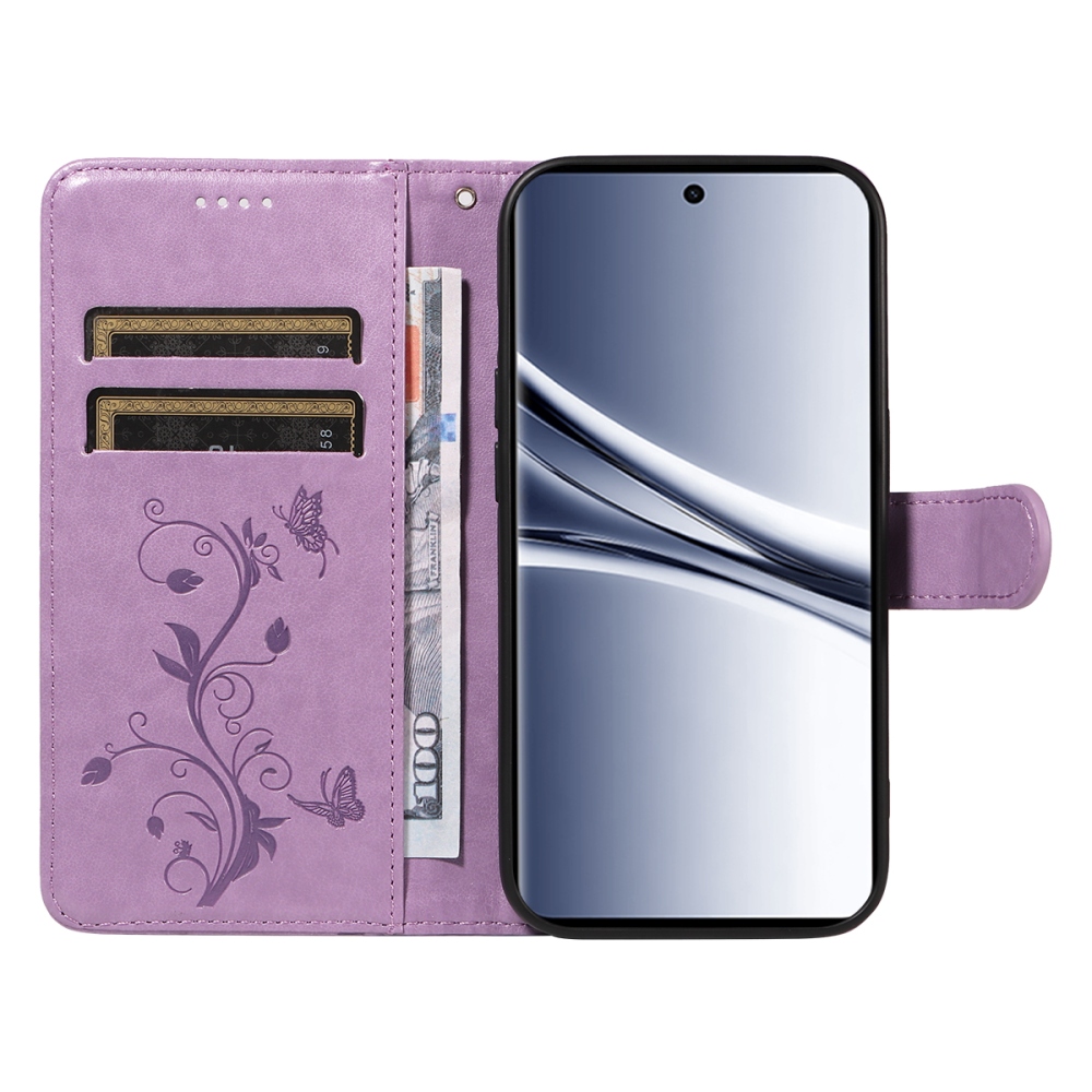 Virágok könyv tok Xiaomi Poco M8 5G/Redmi Note 15 5G/Note 15 4G - lila