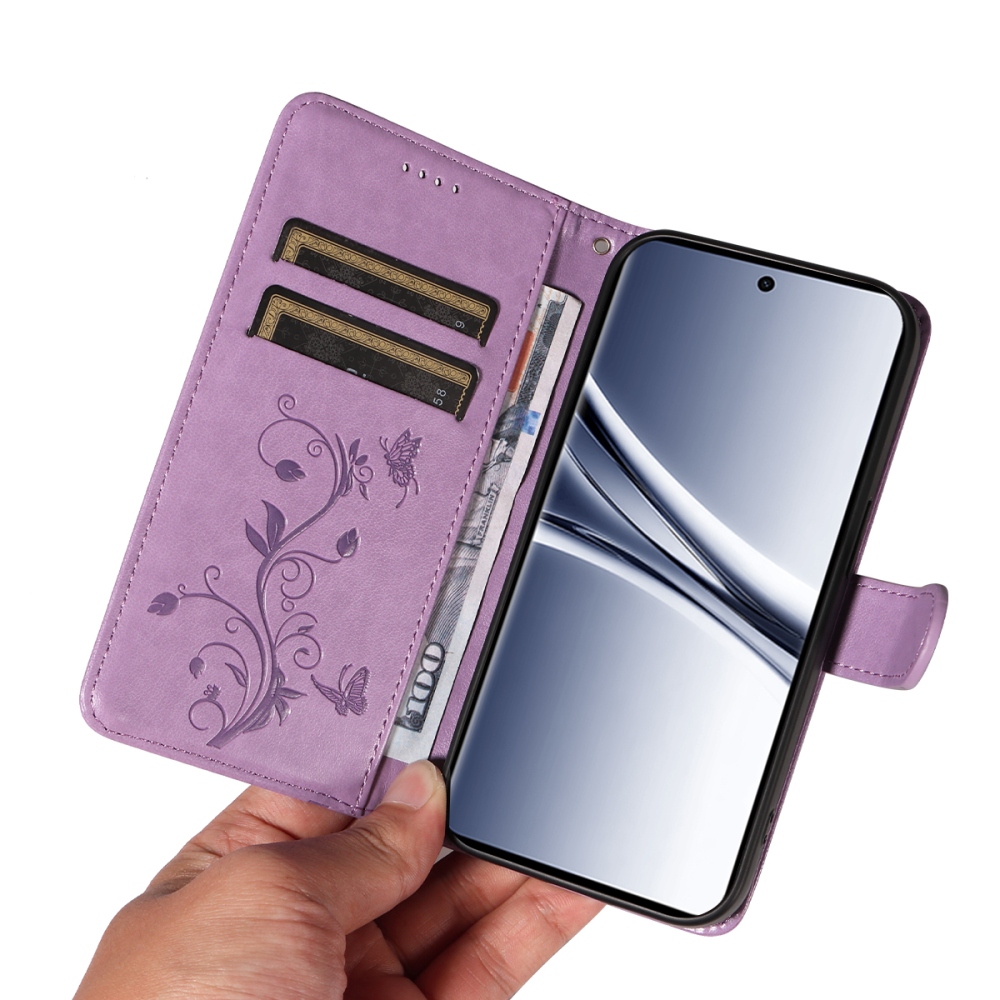 Virágok könyv tok Xiaomi Poco M8 5G/Redmi Note 15 5G/Note 15 4G - lila