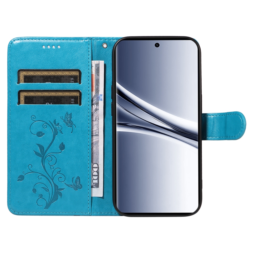 Virágok könyv tok Xiaomi Poco M8 5G/Redmi Note 15 5G/Note 15 4G - kék