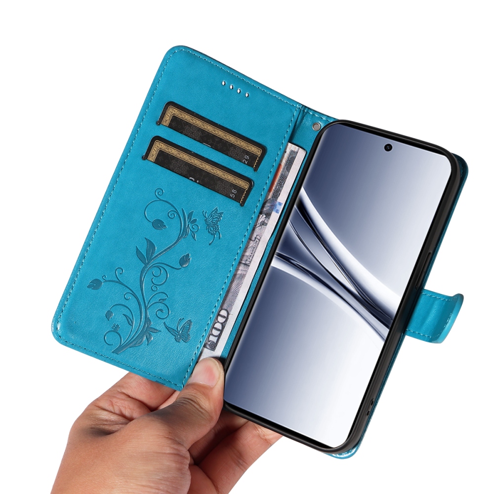 Virágok könyv tok Xiaomi Poco M8 5G/Redmi Note 15 5G/Note 15 4G - kék