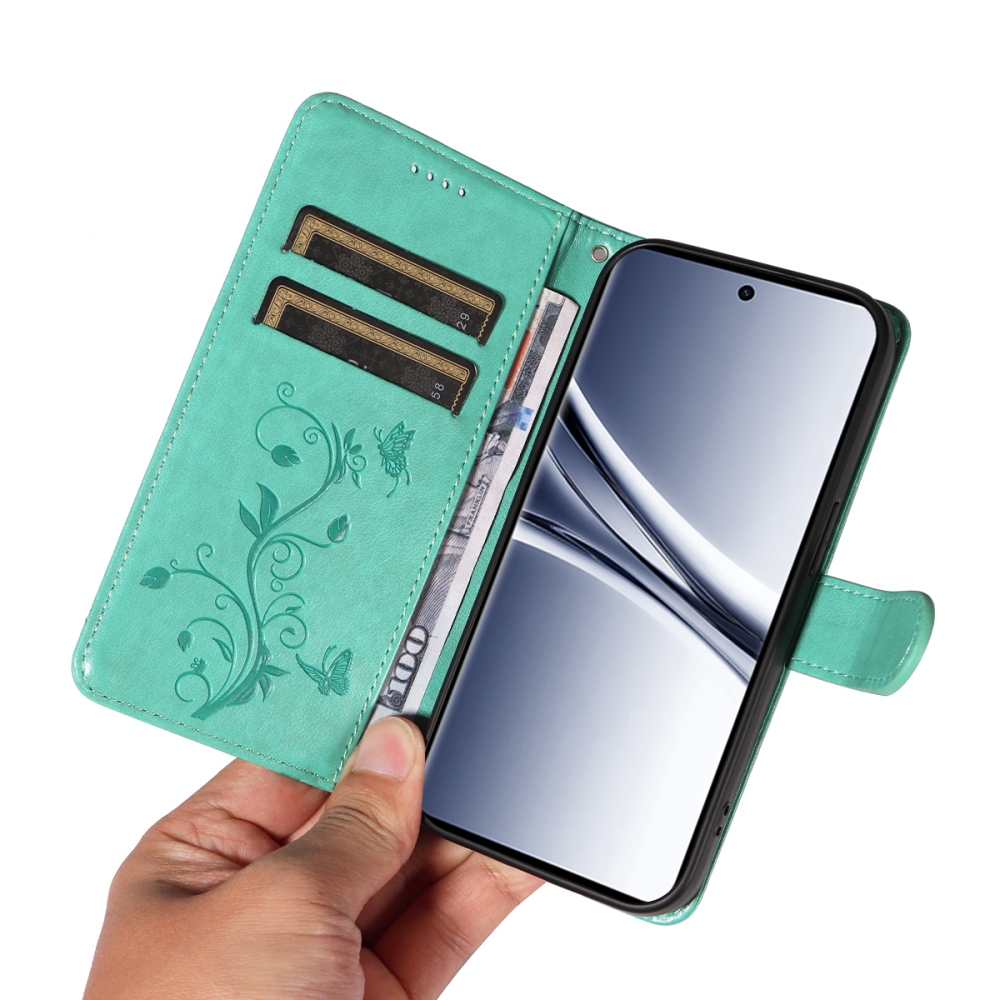 Virágok könyv tok Xiaomi Poco M8 5G/Redmi Note 15 5G/Note 15 4G - teal színben