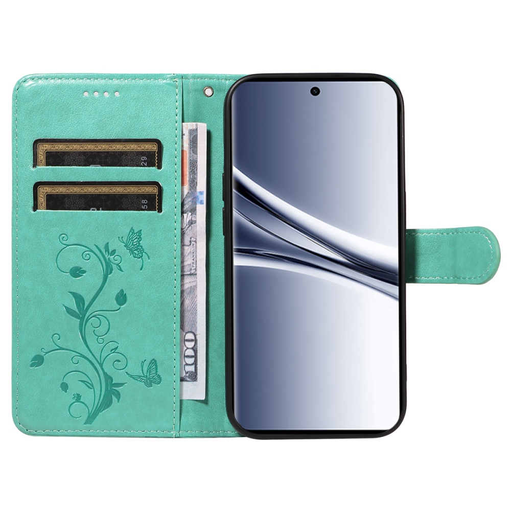 Virágok könyv tok Xiaomi Poco M8 5G/Redmi Note 15 5G/Note 15 4G - teal színben