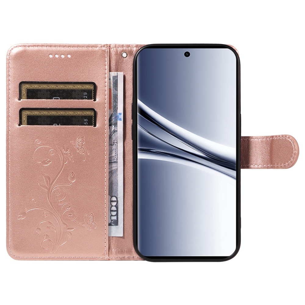 Virágok könyv tok Xiaomi Poco M8 5G/Redmi Note 15 5G/Note 15 4G - rózsa arany