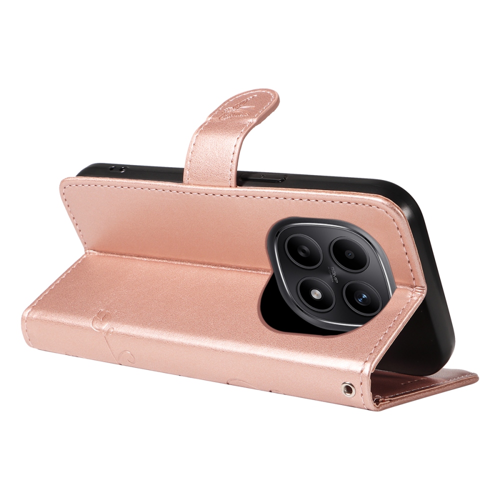 Virágok könyv tok Xiaomi Poco M8 5G/Redmi Note 15 5G/Note 15 4G - rózsa arany