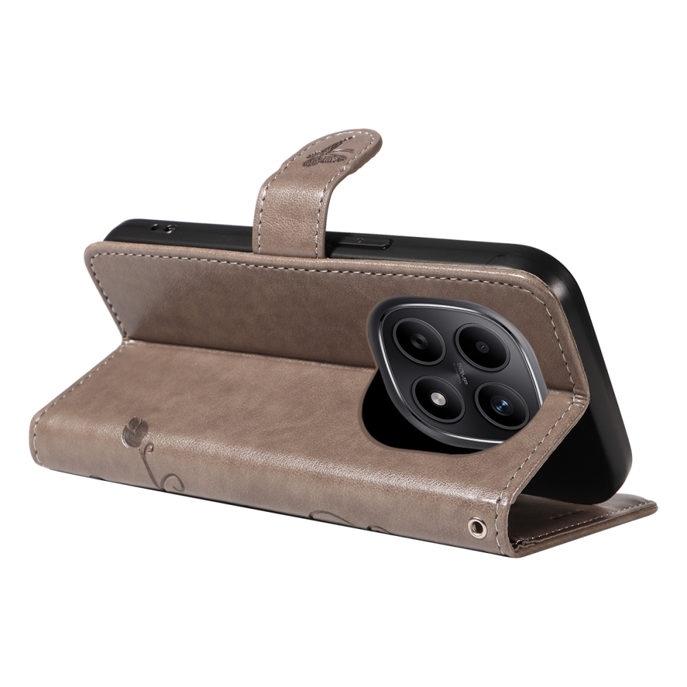 Virágok könyv tok Xiaomi Poco M8 5G/Redmi Note 15 5G/Note 15 4G - szürke