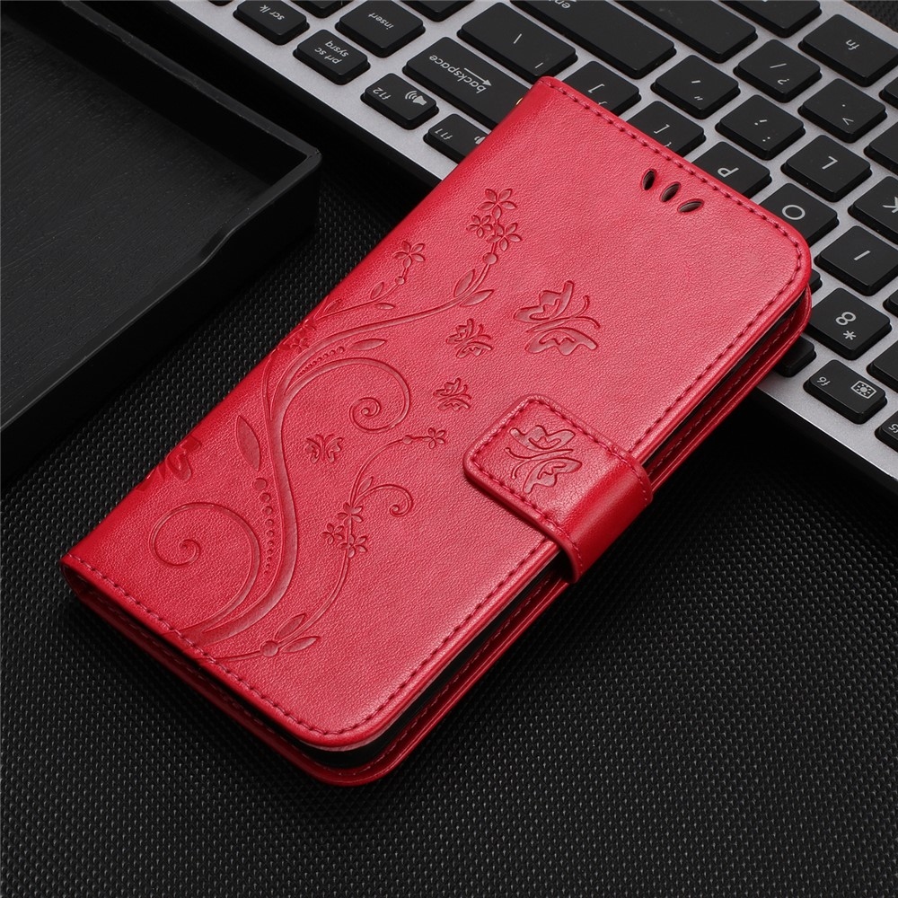 Flowers könyvformájú tok a Xiaomi Redmi 17 4G/5G-hez – piros