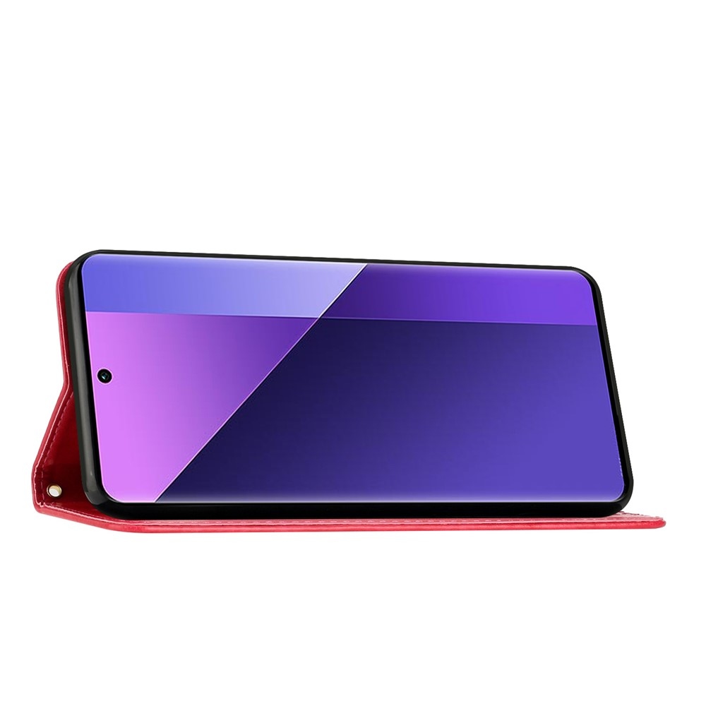 Flowers könyvformájú tok a Xiaomi Redmi 17 4G/5G-hez – piros