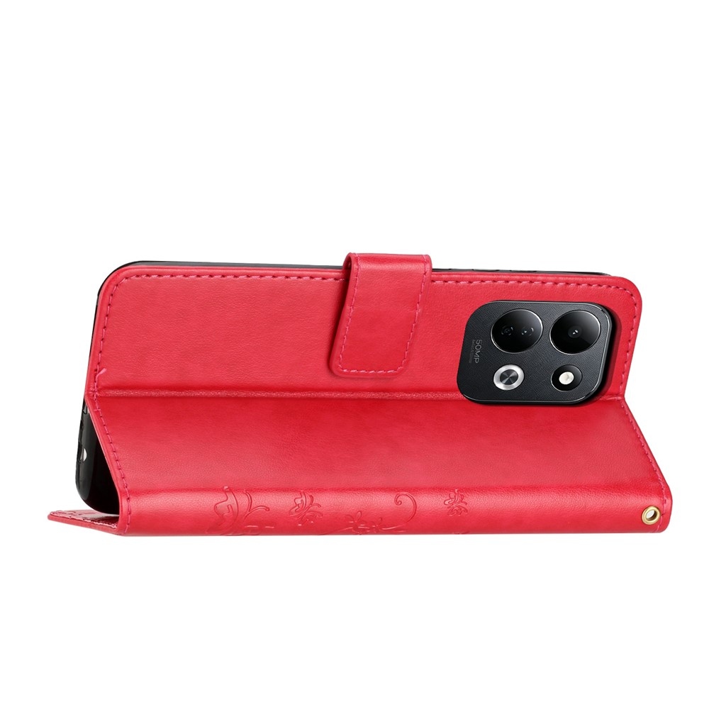 Flowers könyvformájú tok a Xiaomi Redmi 17 4G/5G-hez – piros
