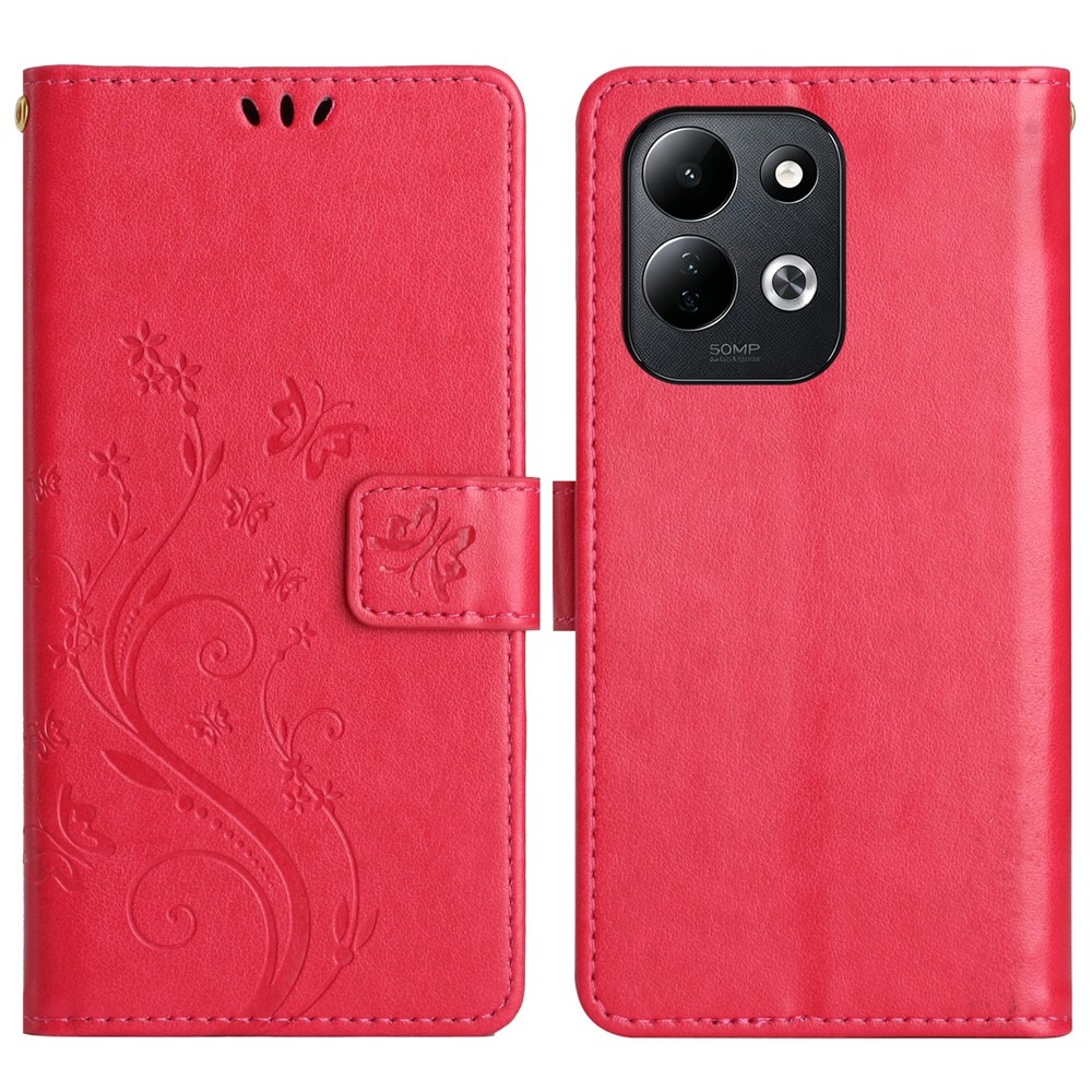 Flowers könyvformájú tok a Xiaomi Redmi 17 4G/5G-hez – piros