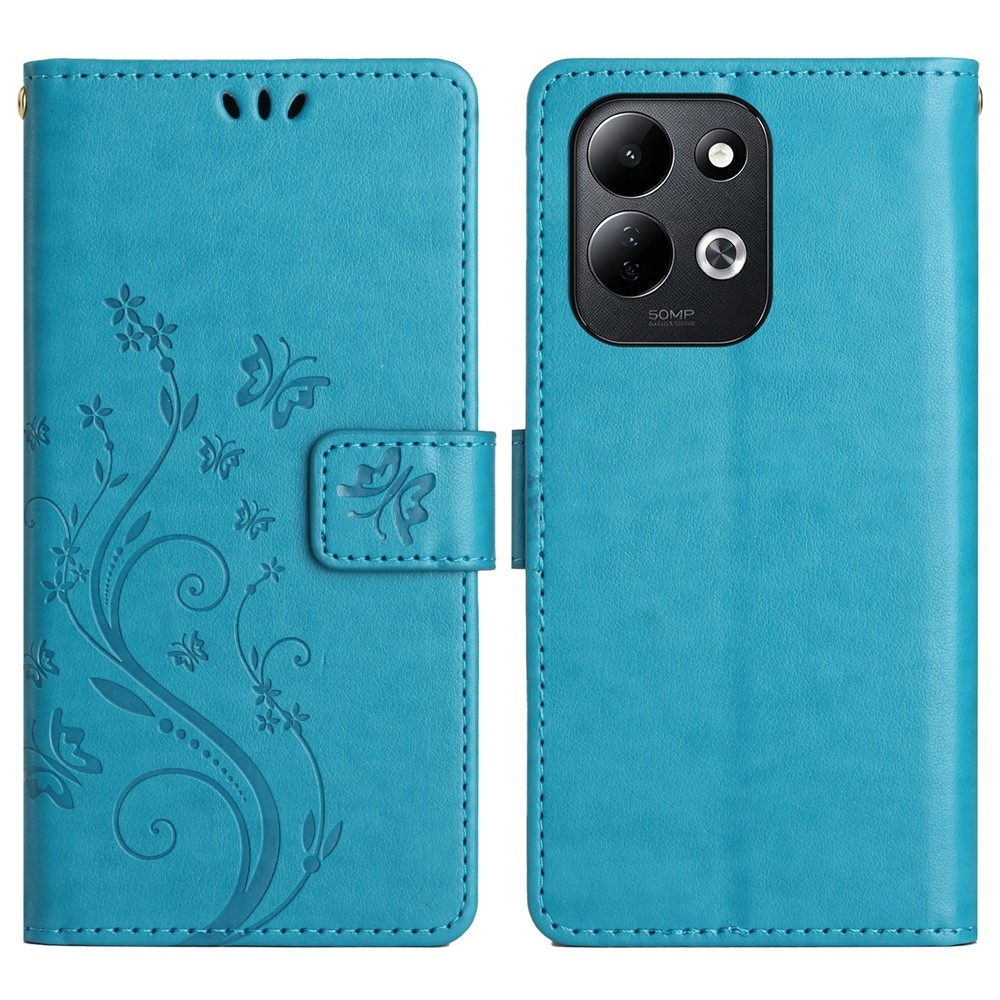 Flowers könyvformájú tok a Xiaomi Redmi 17 4G/5G-hez – kék