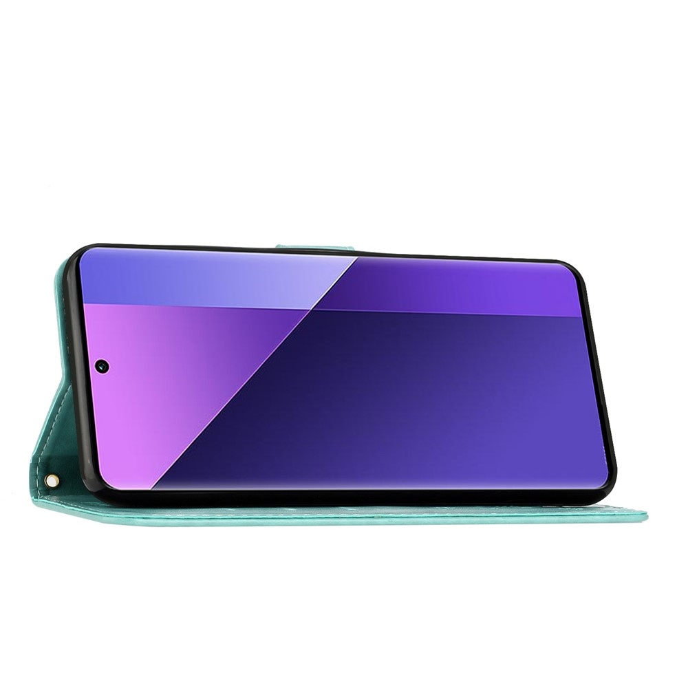 Flowers könyvformájú tok a Xiaomi Redmi 17 4G/5G-hez – kék-zöld