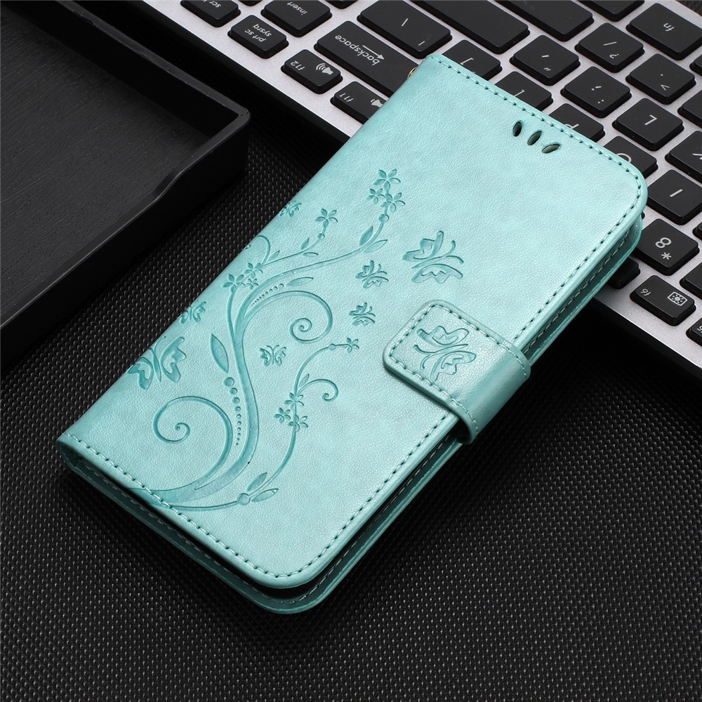 Flowers könyvformájú tok a Xiaomi Redmi 17 4G/5G-hez – kék-zöld
