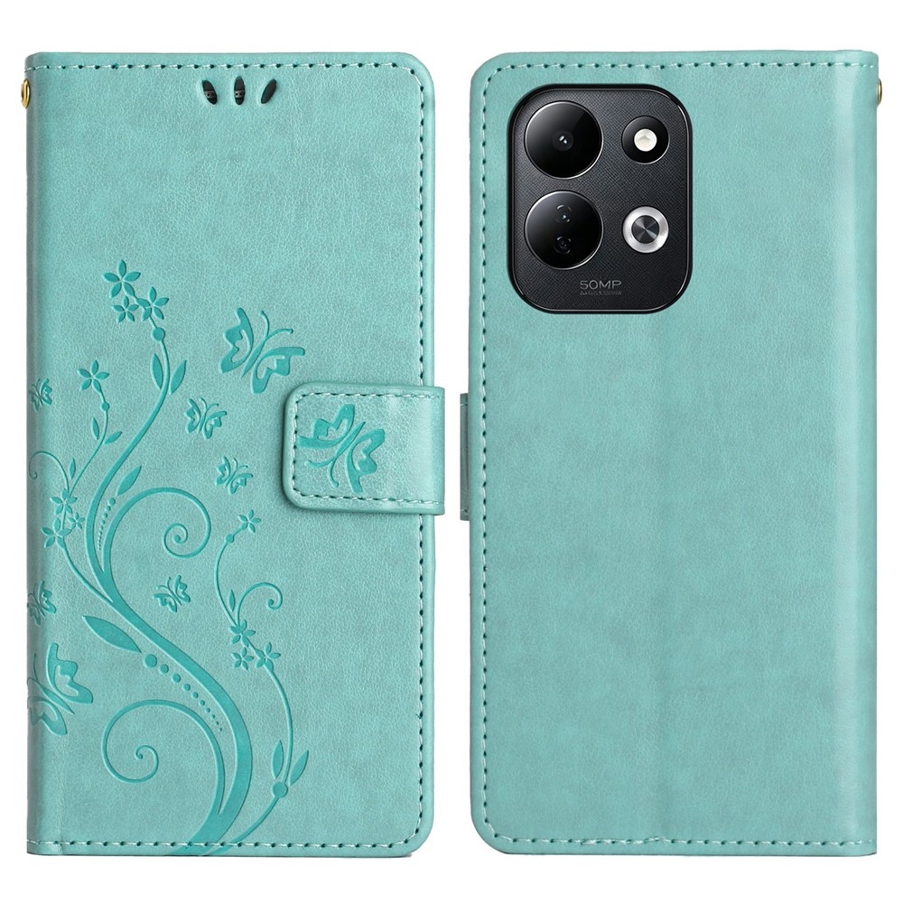Flowers könyvformájú tok a Xiaomi Redmi 17 4G/5G-hez – kék-zöld