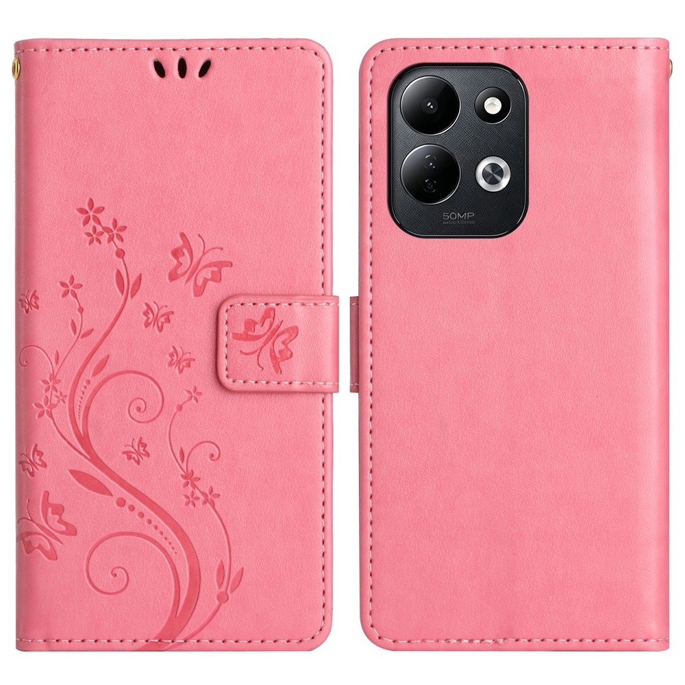 Flowers könyvformájú tok a Xiaomi Redmi 17 4G/5G-hez – rózsaszín
