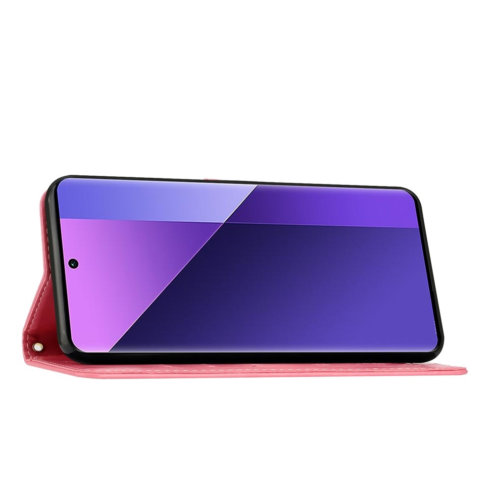 Flowers könyvformájú tok a Xiaomi Redmi 17 4G/5G-hez – rózsaszín