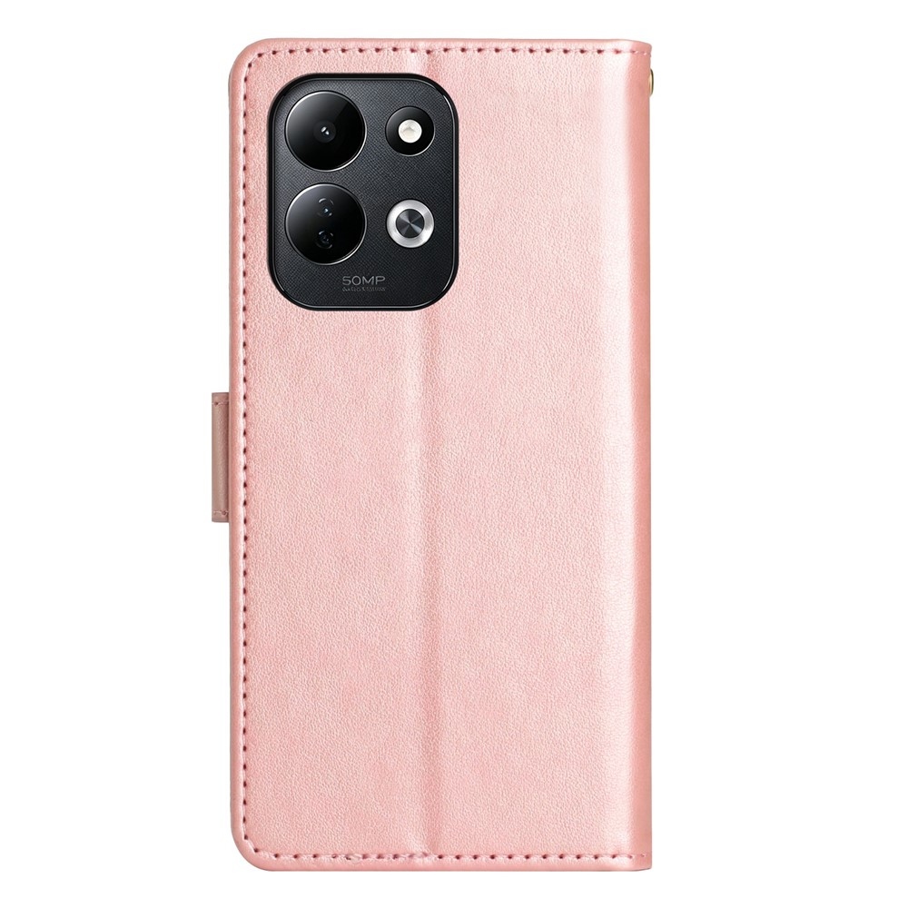Flowers könyvformájú tok a Xiaomi Redmi 17 4G/5G-hez – rózsaszín-arany