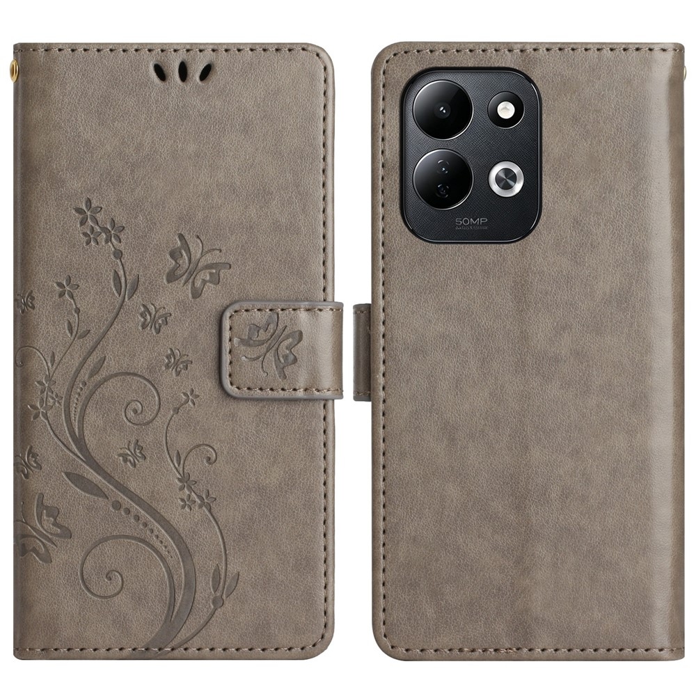 Flowers könyvformájú tok a Xiaomi Redmi 17 4G/5G-hez – szürke