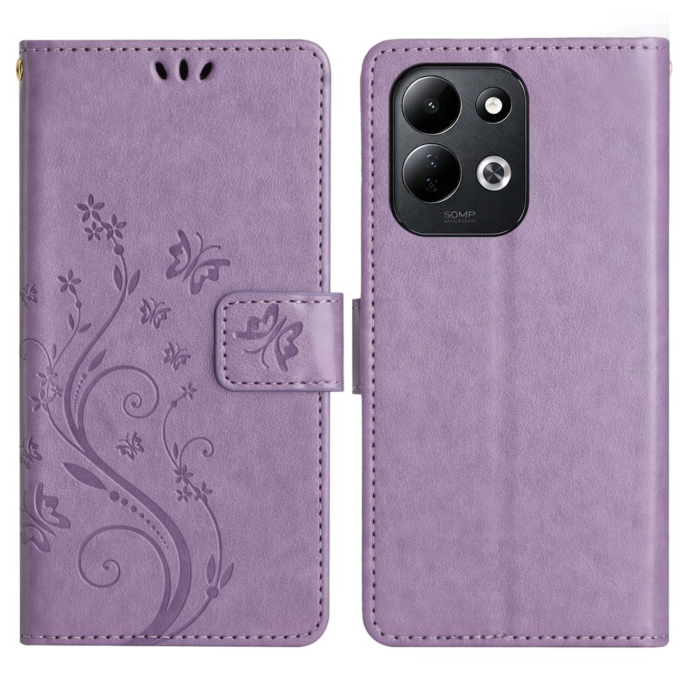 Flowers könyvhátú tok a Xiaomi Redmi 17 4G/5G-hez – világos lila