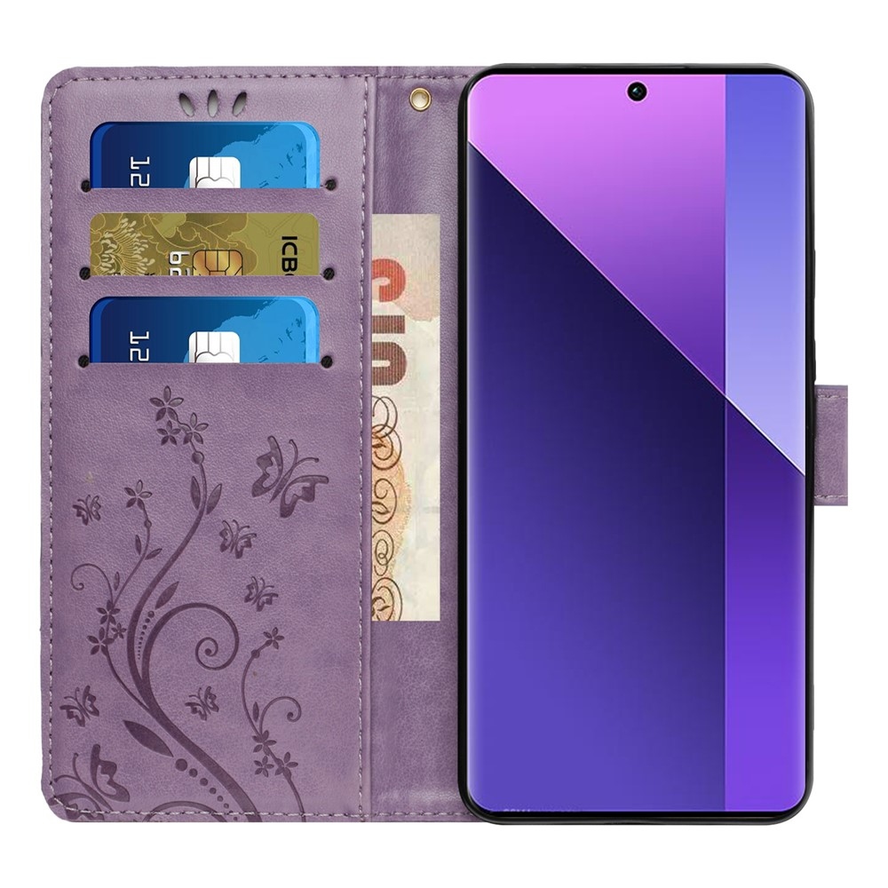 Flowers könyvhátú tok a Xiaomi Redmi 17 4G/5G-hez – világos lila
