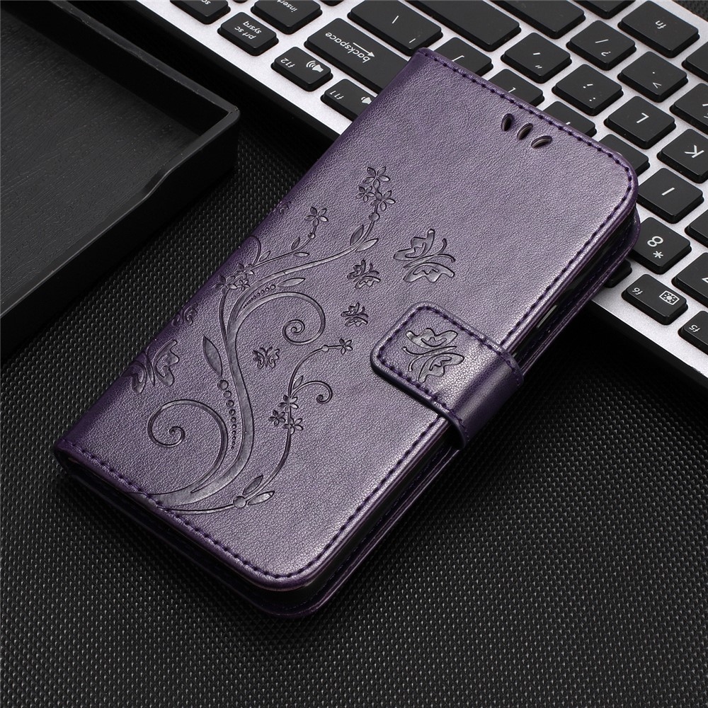 Flowers könyvformájú tok a Xiaomi Redmi 17 4G/5G-hez – sötétlila