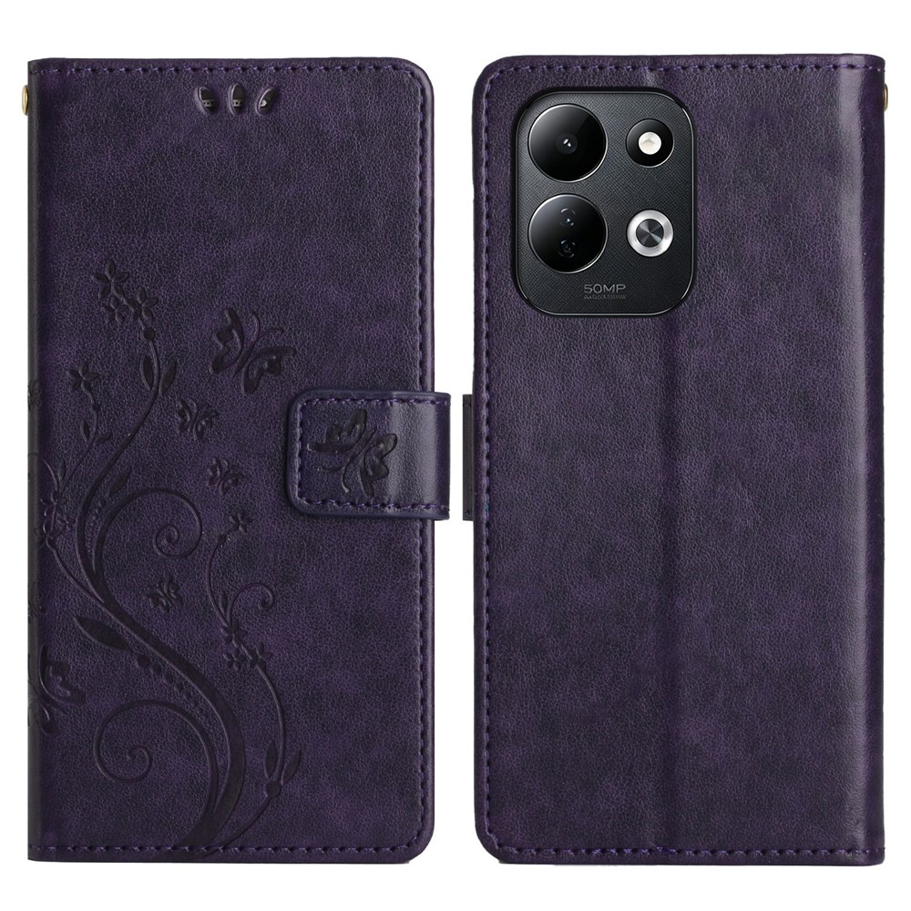 Flowers könyvformájú tok a Xiaomi Redmi 17 4G/5G-hez – sötétlila