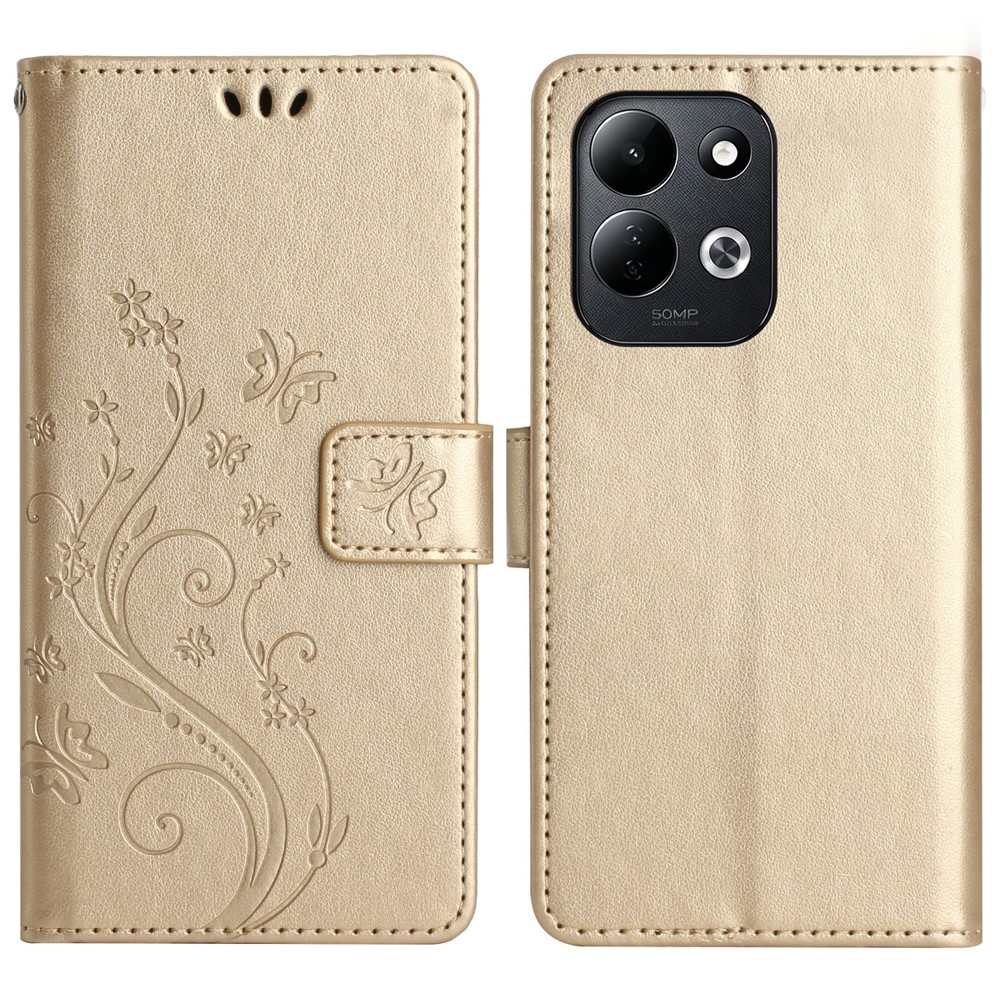 Flowers könyvformájú tok a Xiaomi Redmi 17 4G/5G-hez – arany