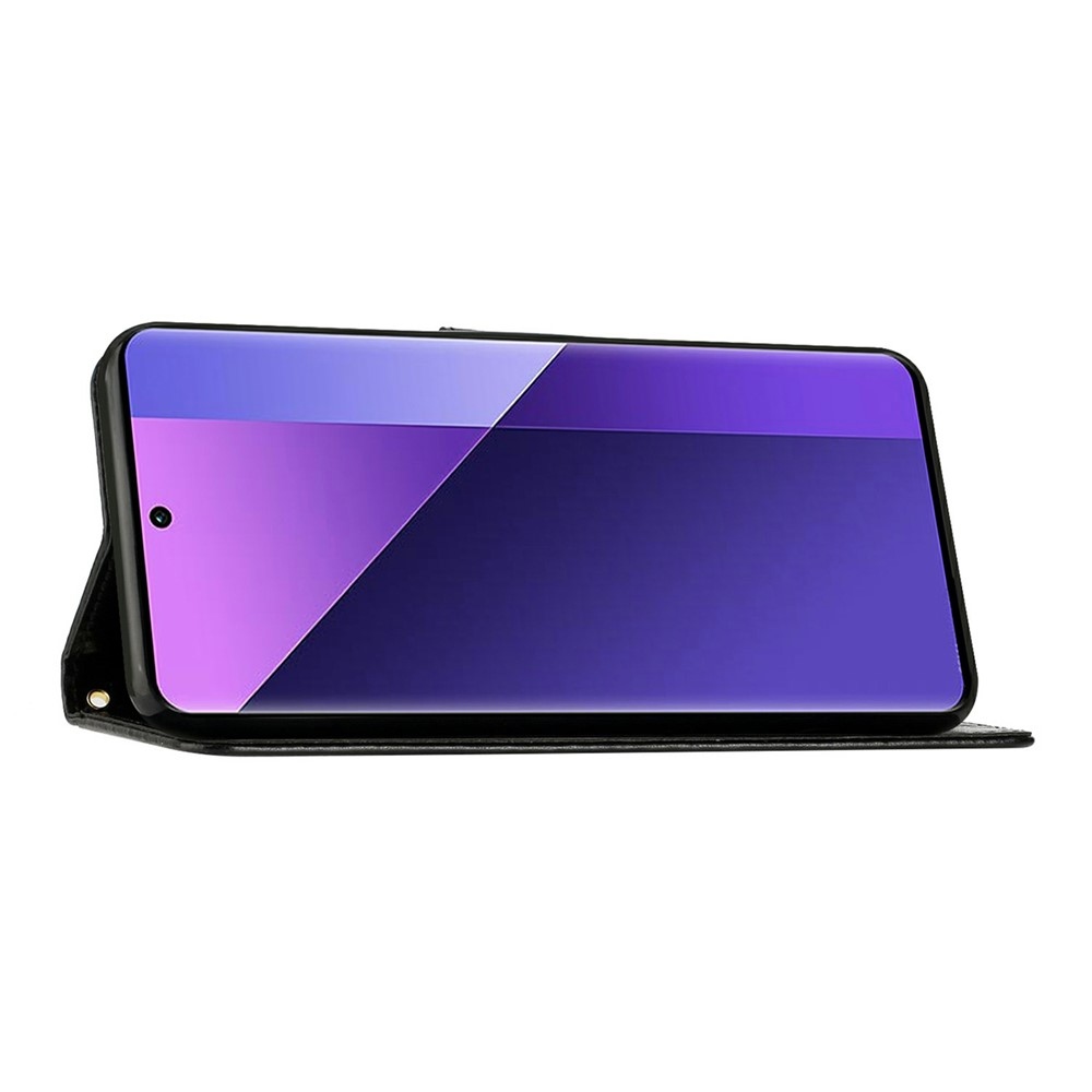 Virágok könyv tok Xiaomi Redmi Note 15 Pro 4G-hez - fekete