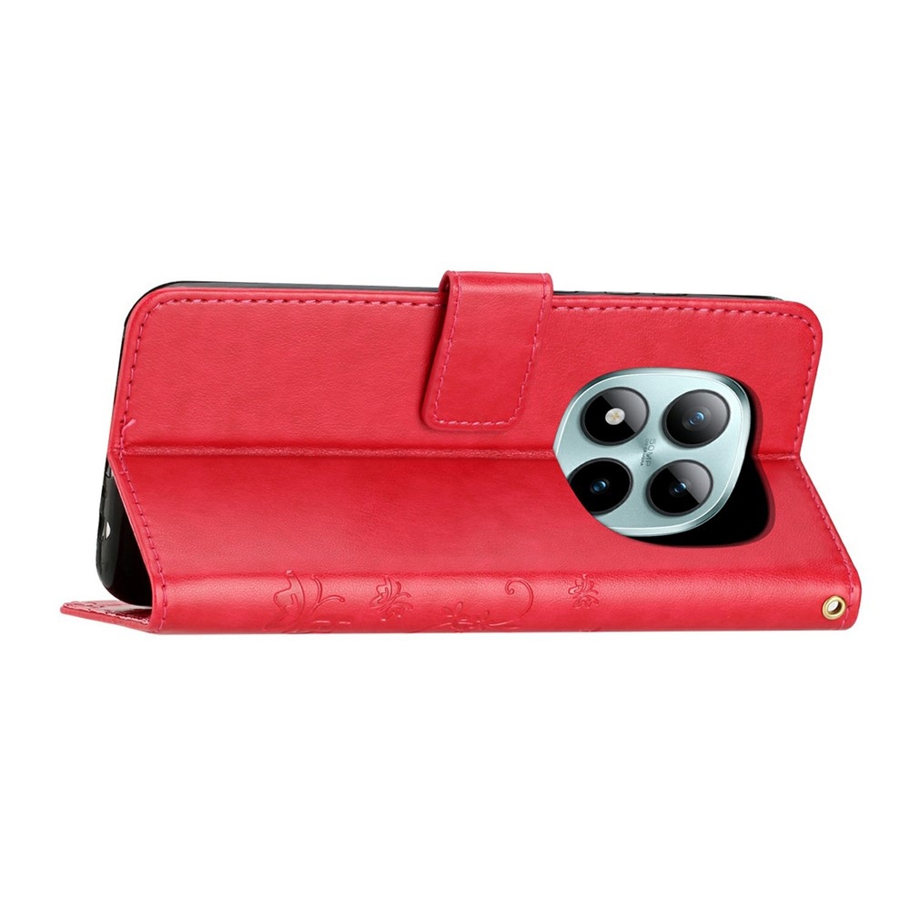 Virágok könyv tok Xiaomi Redmi Note 15 Pro 4G - piros