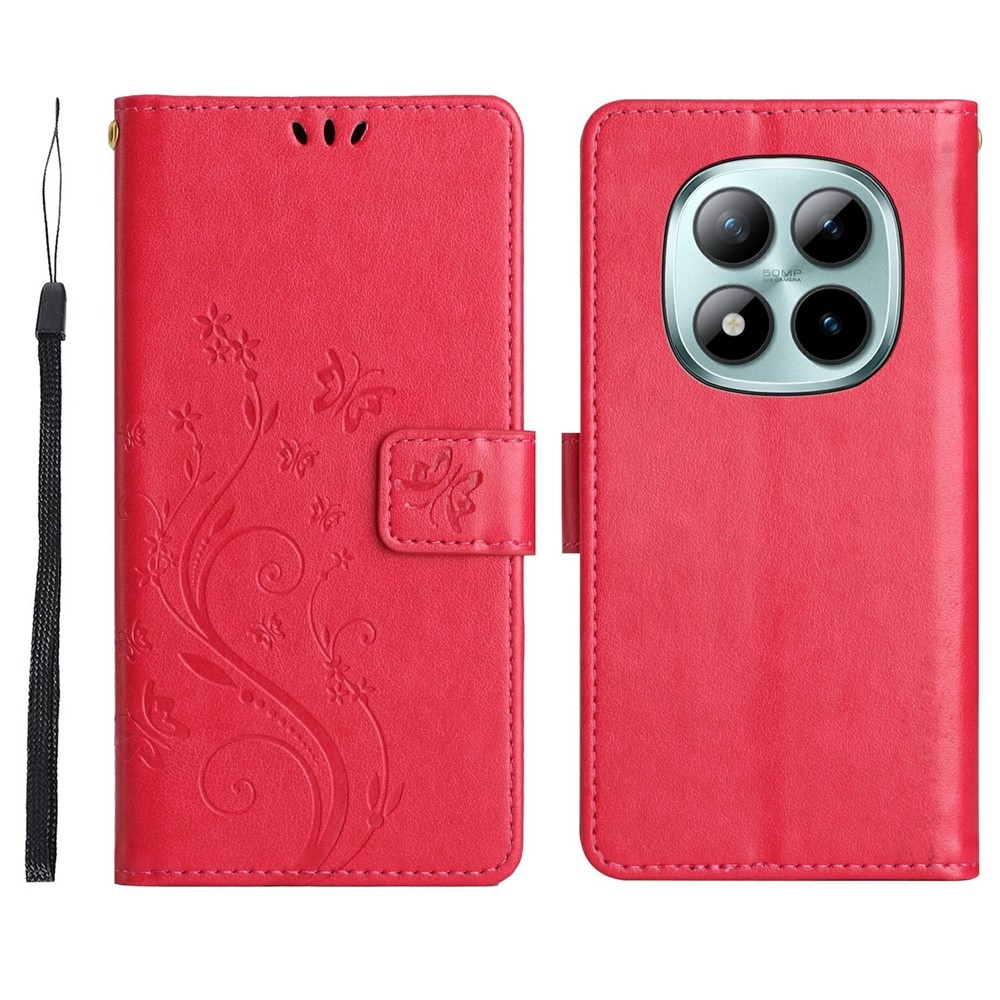 Virágok könyv tok Xiaomi Redmi Note 15 Pro 4G - piros