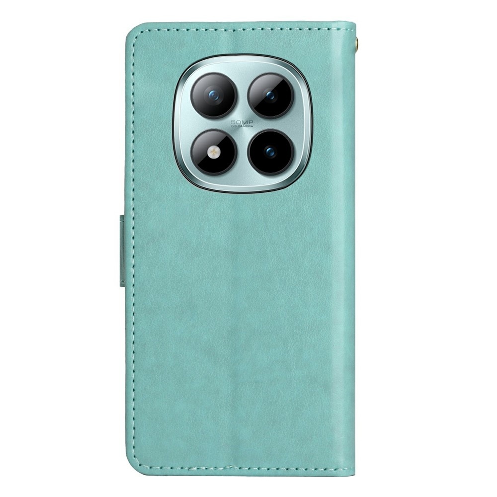 Virágok könyv tok Xiaomi Redmi Note 15 Pro 4G-hez - teal színű