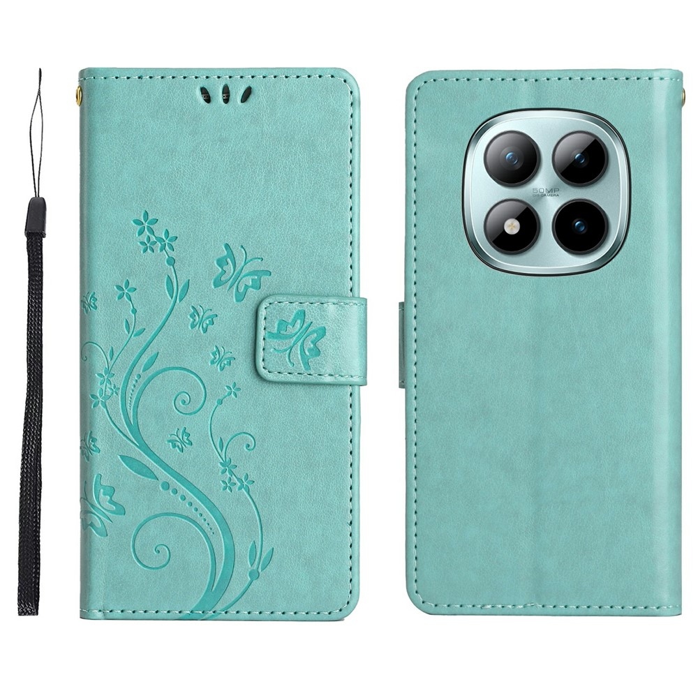 Virágok könyv tok Xiaomi Redmi Note 15 Pro 4G-hez - teal színű