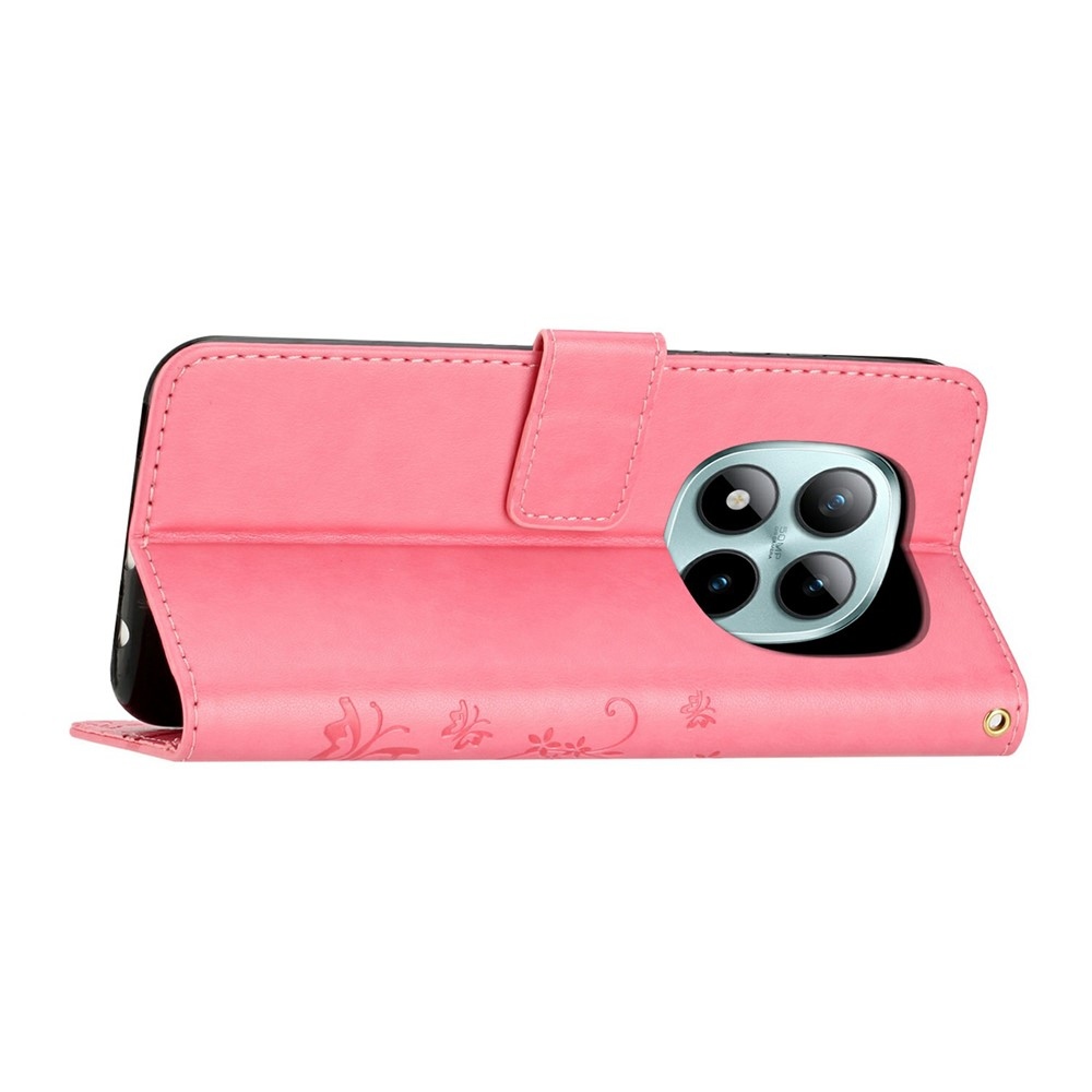 Virágok könyv tok Xiaomi Redmi Note 15 Pro 4G - rózsaszínű