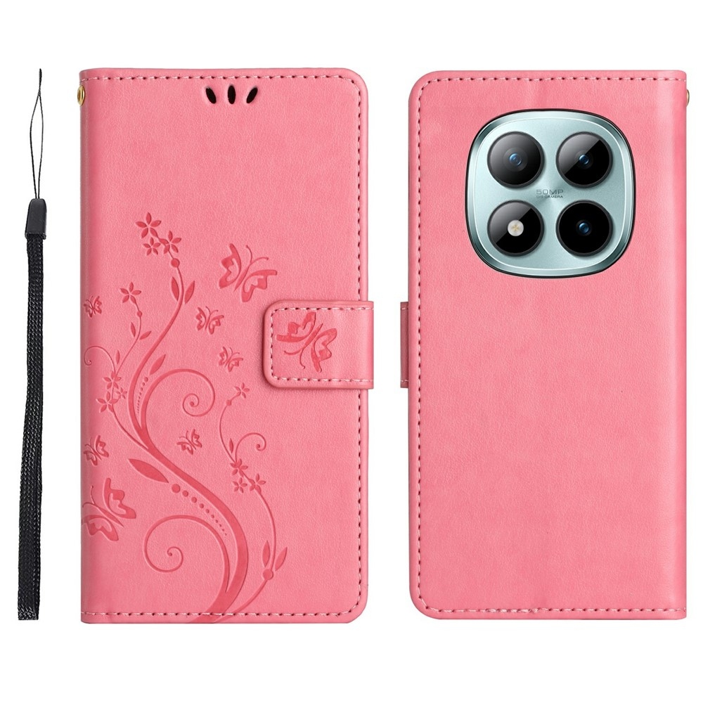 Virágok könyv tok Xiaomi Redmi Note 15 Pro 4G - rózsaszínű
