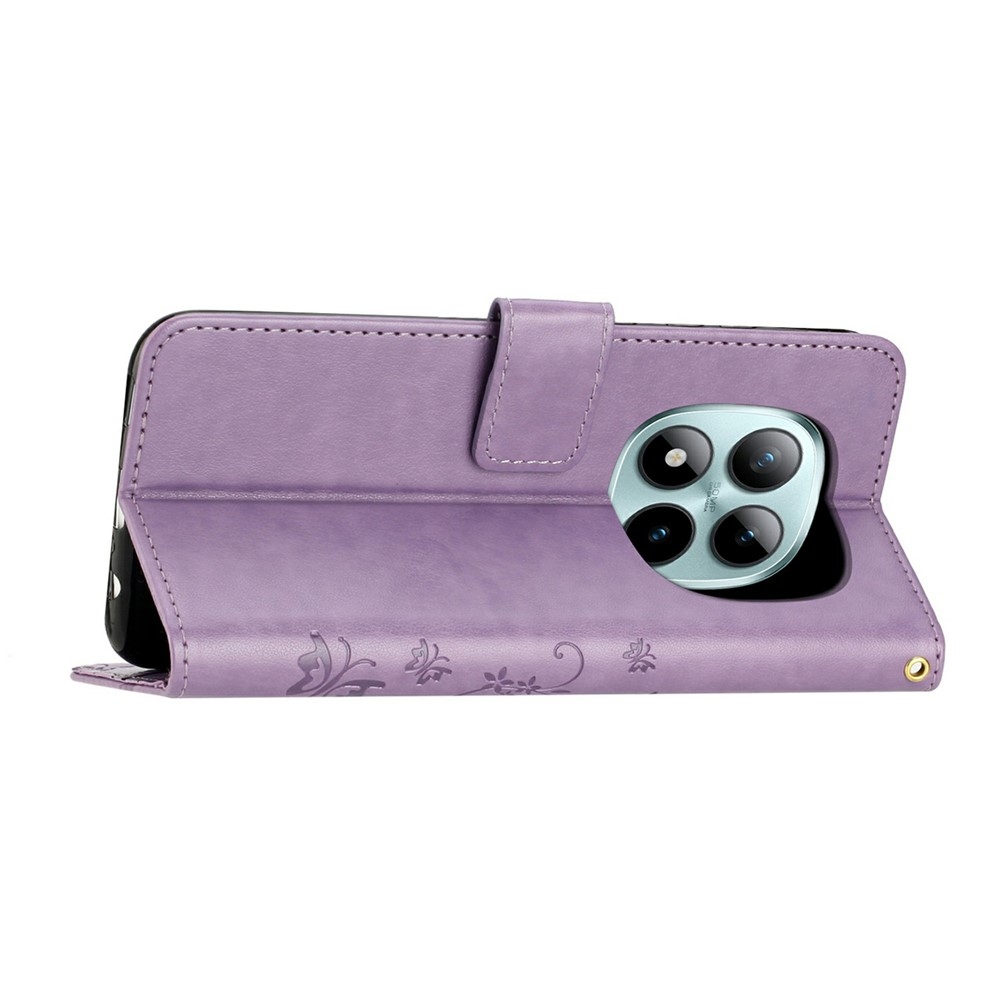 Virágok könyv tok Xiaomi Redmi Note 15 Pro 4G-hez - világos lila