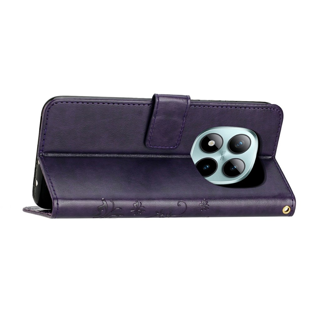 Virágok könyv tok Xiaomi Redmi Note 15 Pro 4G - sötét lila