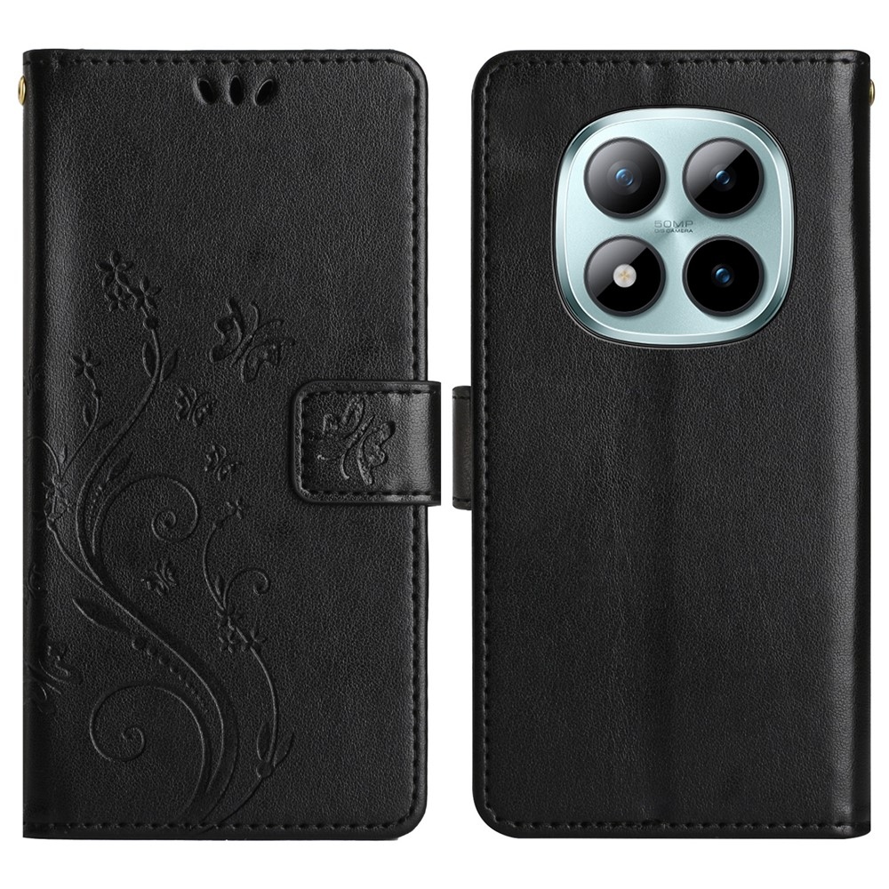 Virágok könyv tok Xiaomi Redmi Note 15 Pro+ 5G/Xiaomi Poco M8 Pro 5G - fekete