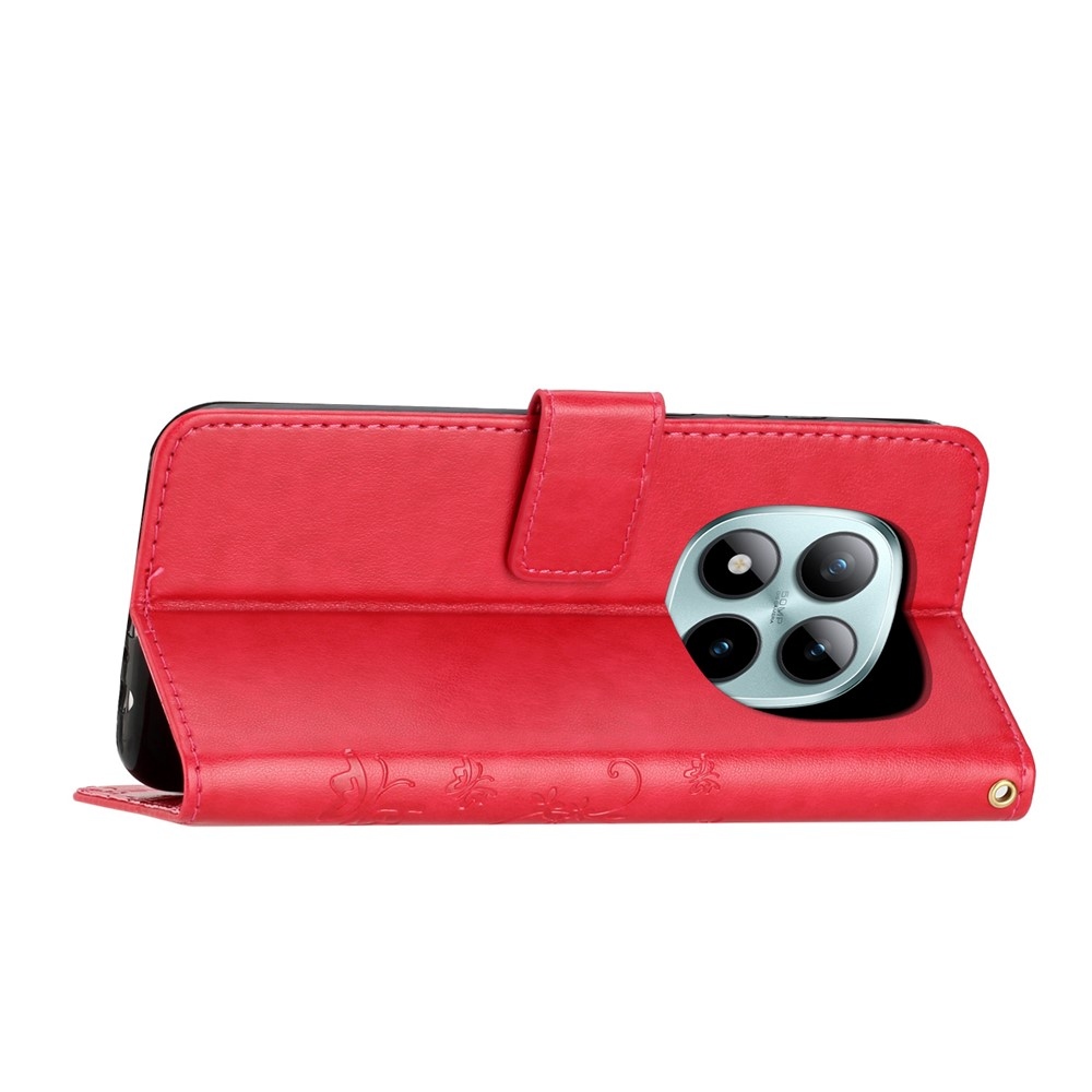 Virágok könyv tok Xiaomi Redmi Note 15 Pro+ 5G/Xiaomi Poco M8 Pro 5G - piros