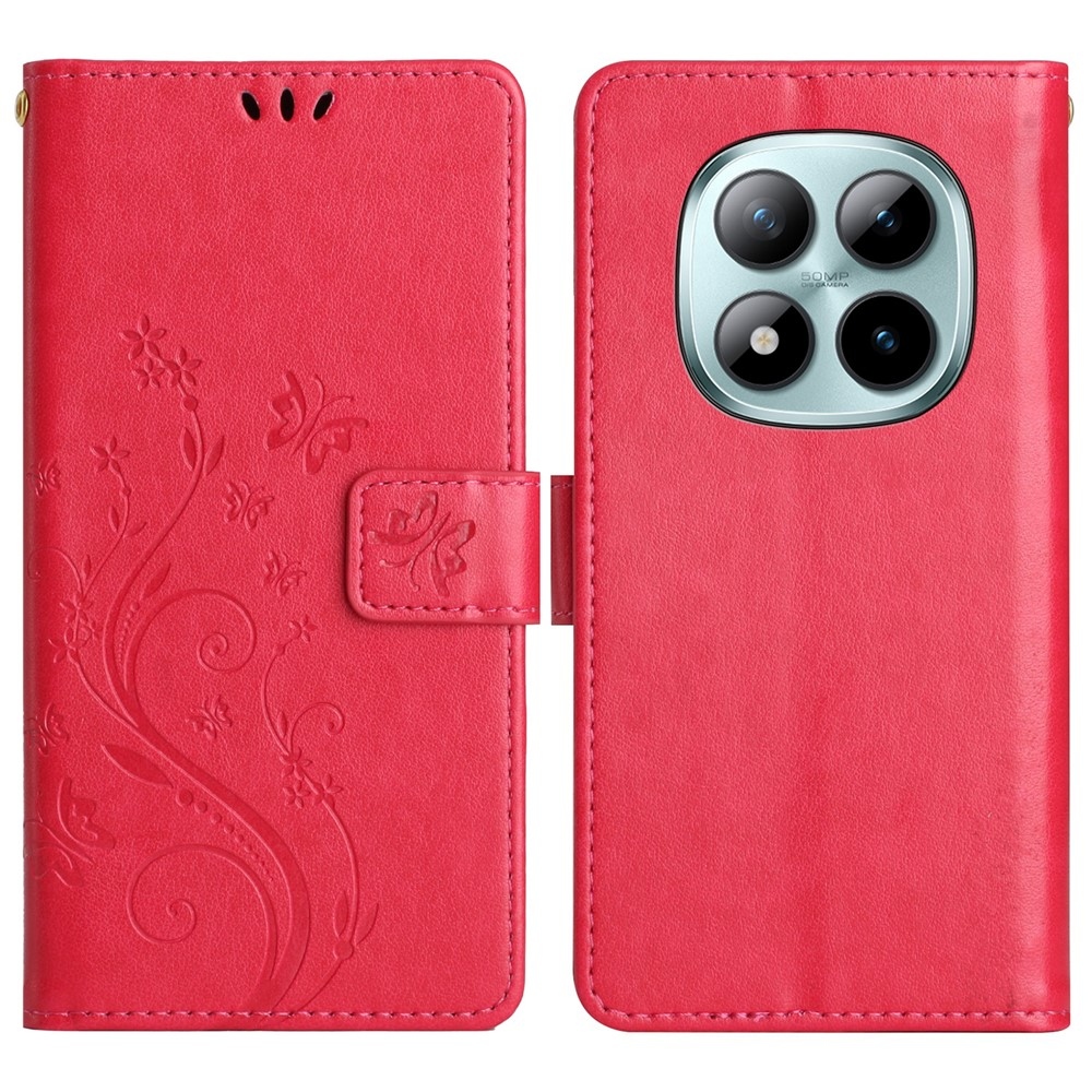 Virágok könyv tok Xiaomi Redmi Note 15 Pro+ 5G/Xiaomi Poco M8 Pro 5G - piros