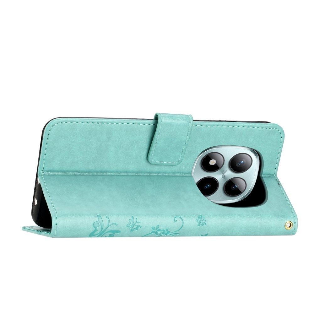 Virágok könyv tok Xiaomi Redmi Note 15 Pro+ 5G/Xiaomi Poco M8 Pro 5G - teal színű