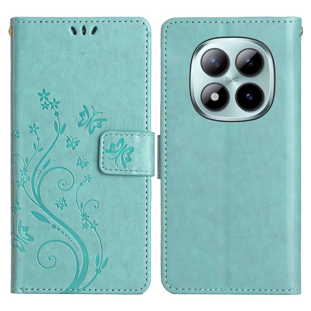 Virágok könyv tok Xiaomi Redmi Note 15 Pro+ 5G/Xiaomi Poco M8 Pro 5G - teal színű